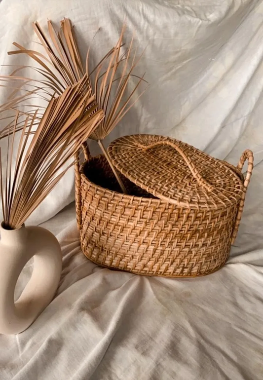 Cane Oval Handle Basket